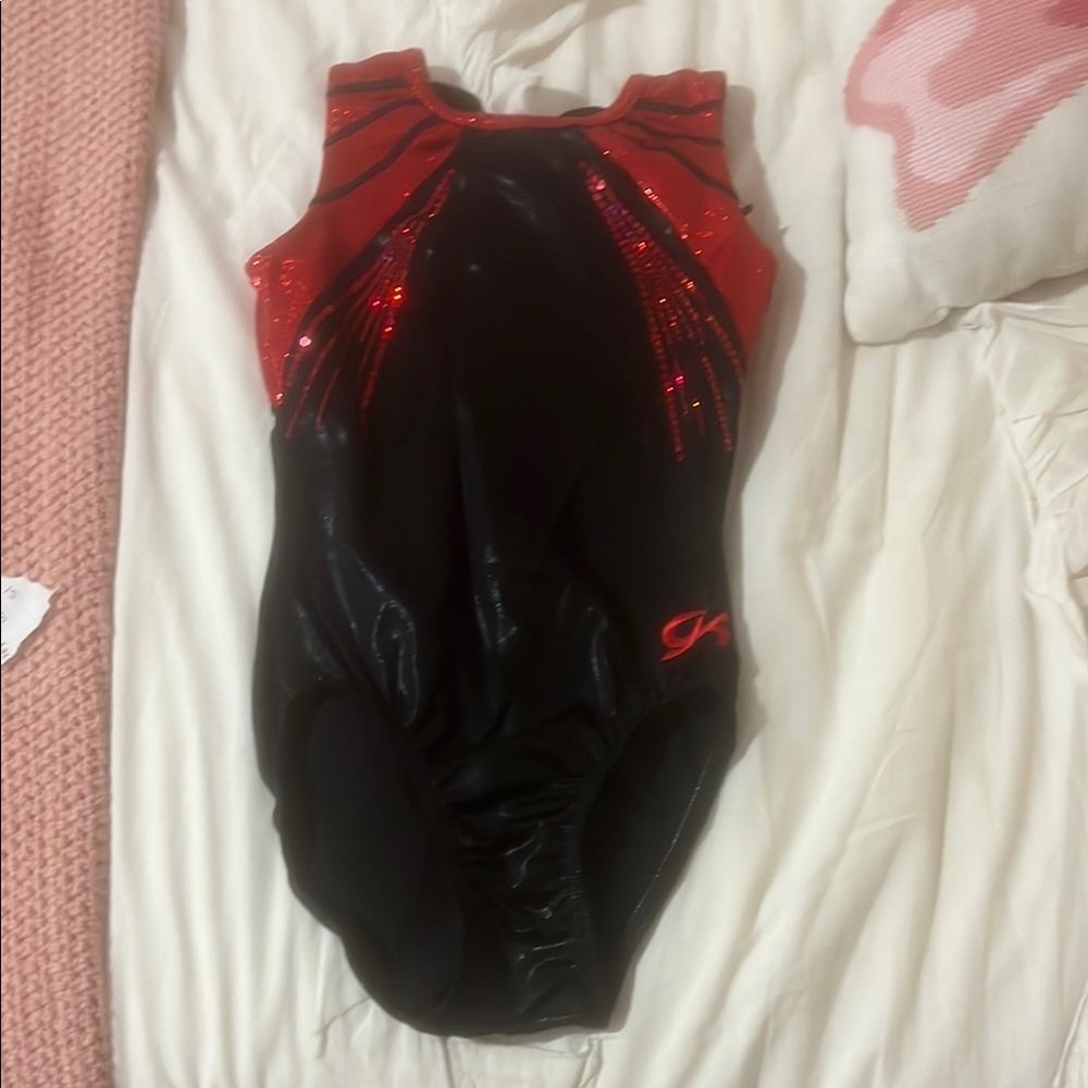 GK Shimmering Red and Black Leotard